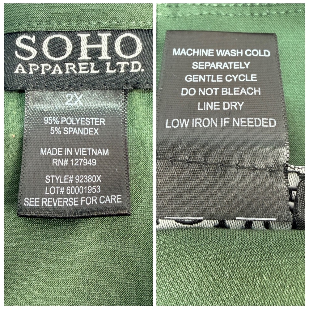 Soho Apparel Utility Dress Womens 2X Olive Safari Military 1/2 Zip Stretch Waist - Picture 3 of 8